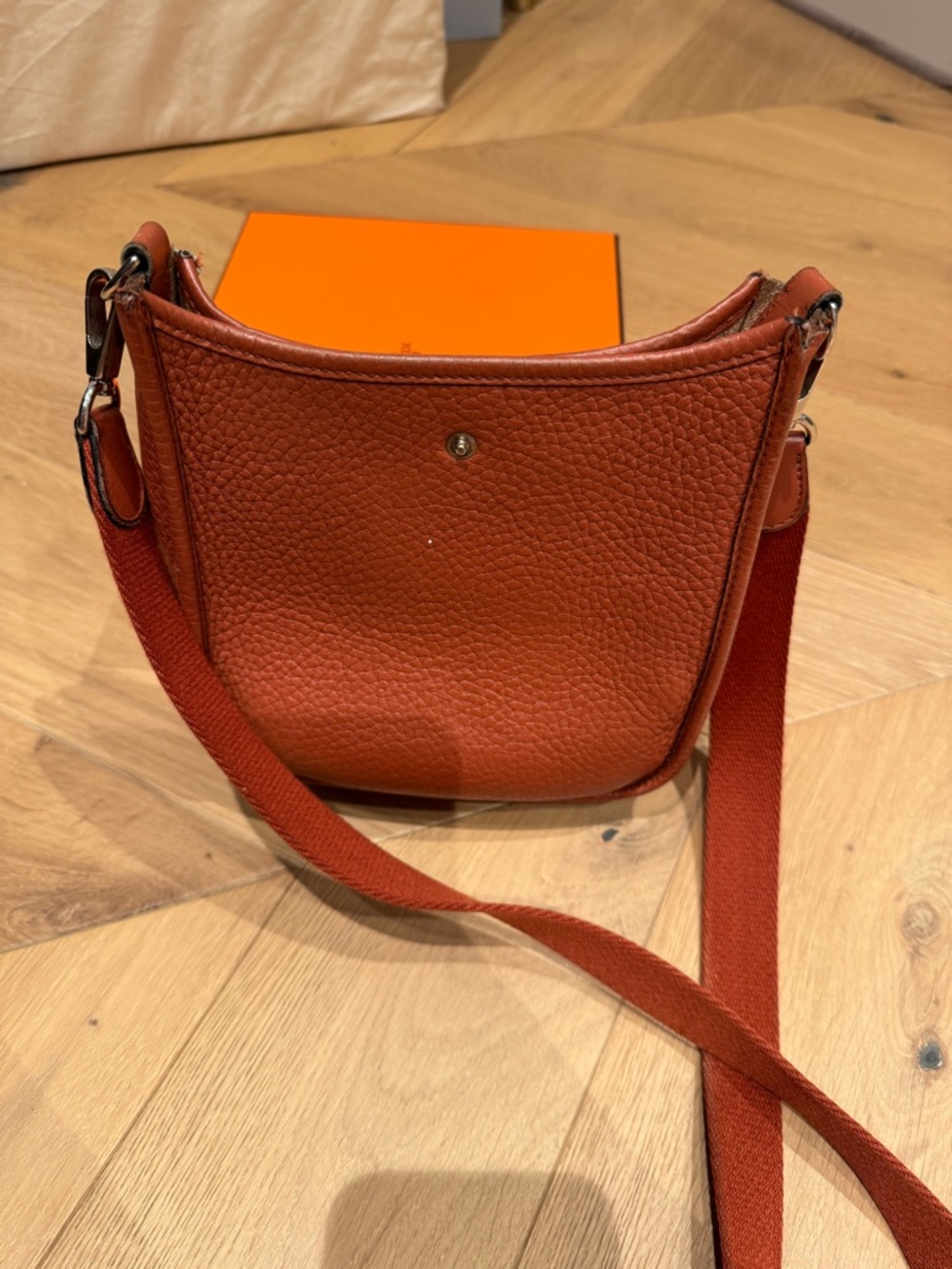 Hermes Mini Evelyne Crossbody in Brick Brown - Picture 3 of 6